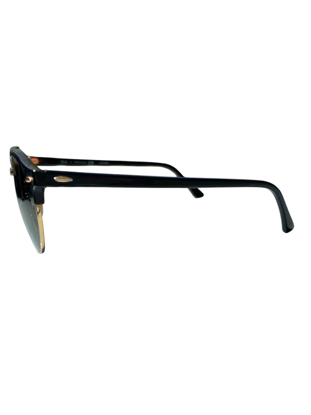 Ray-Ban Polarized Club Round RB4246 - Black Frames, Gold Accents, Green Lenses - Picture 4 of 8